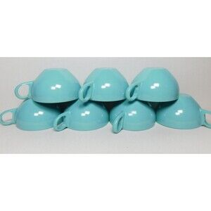 Oneida OD Coffee Tea cups  MCM Turquoise Aqua Melamine  Set of 7 Vintage MCM
